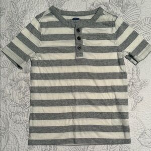 Old Navy Gray and White Striped Button Down Shirt